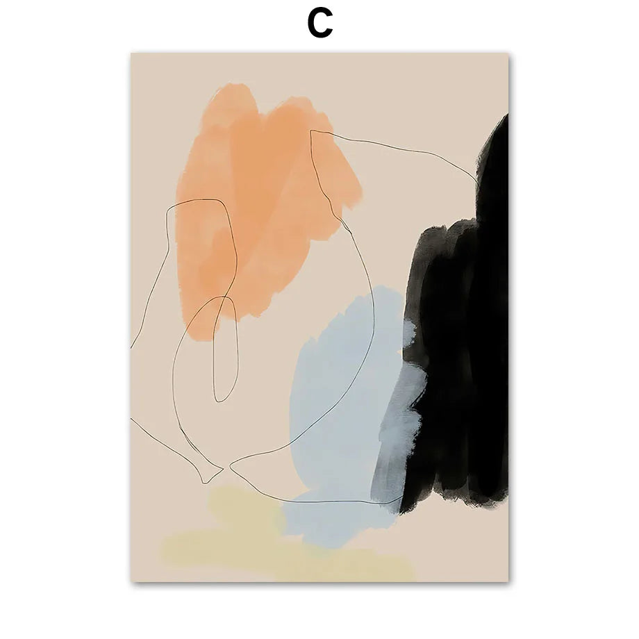 Modern abstract gallery wall art prints in mixed line and figure styles