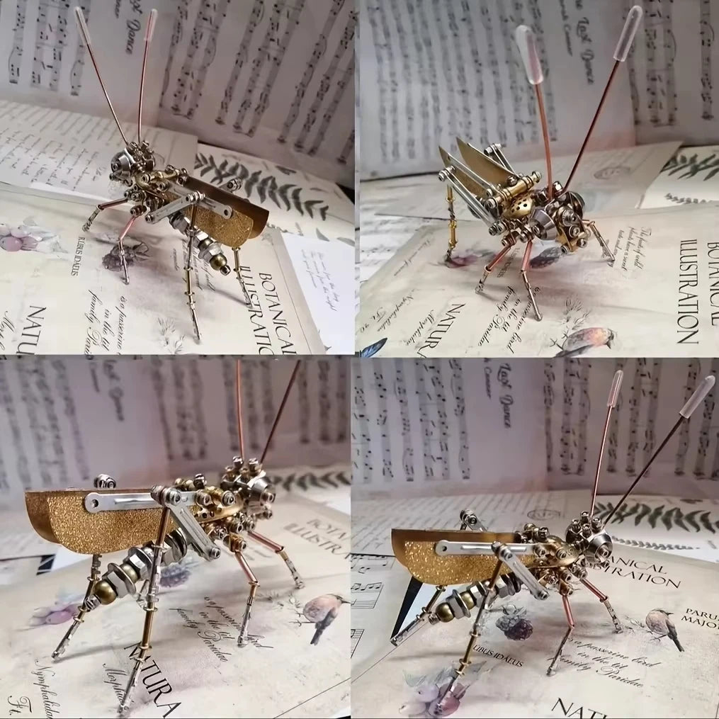 Collage of a detailed insect model on a textured surface with text.