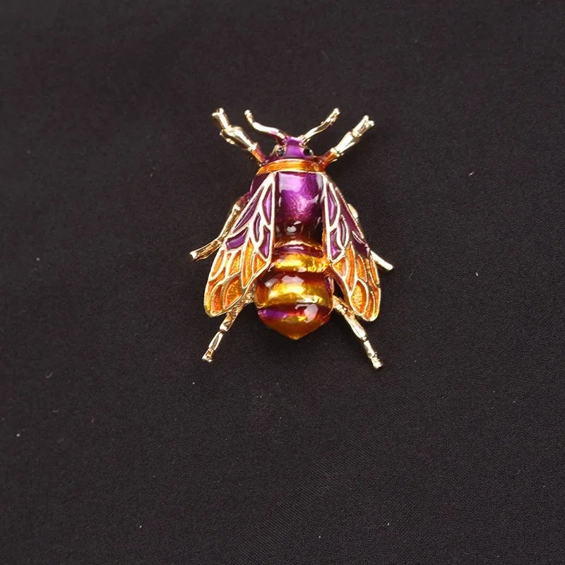 Gold enamel bumblebee brooch pin with detailed wings for women’s accessories