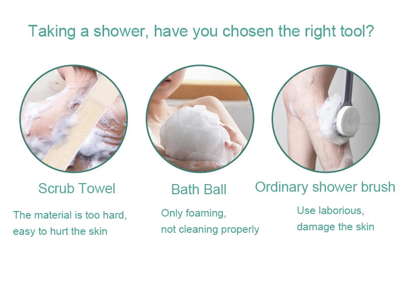 Comparison of scrub towel, bath ball, and ordinary shower brush for showering.