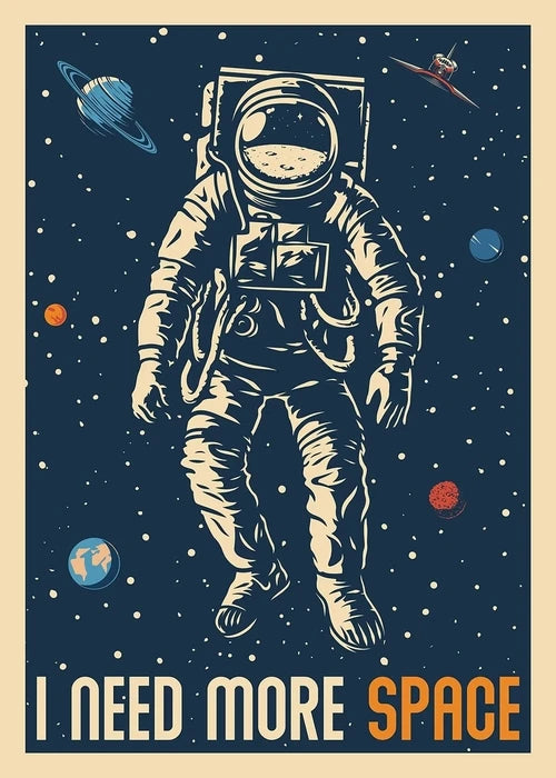 Vintage Space Wall Art – Retro Astronaut & Rocket Illustration Canvas Prints