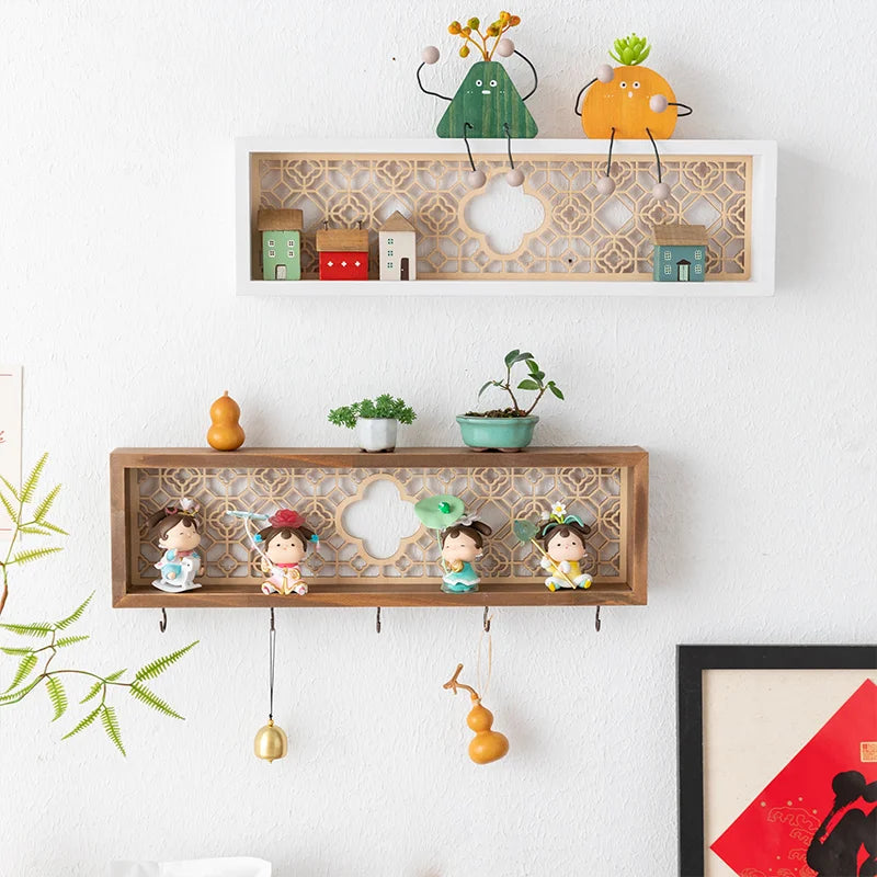 Cute Wooden House Key Hook Shelf – Decorative Wall Storage Style 7