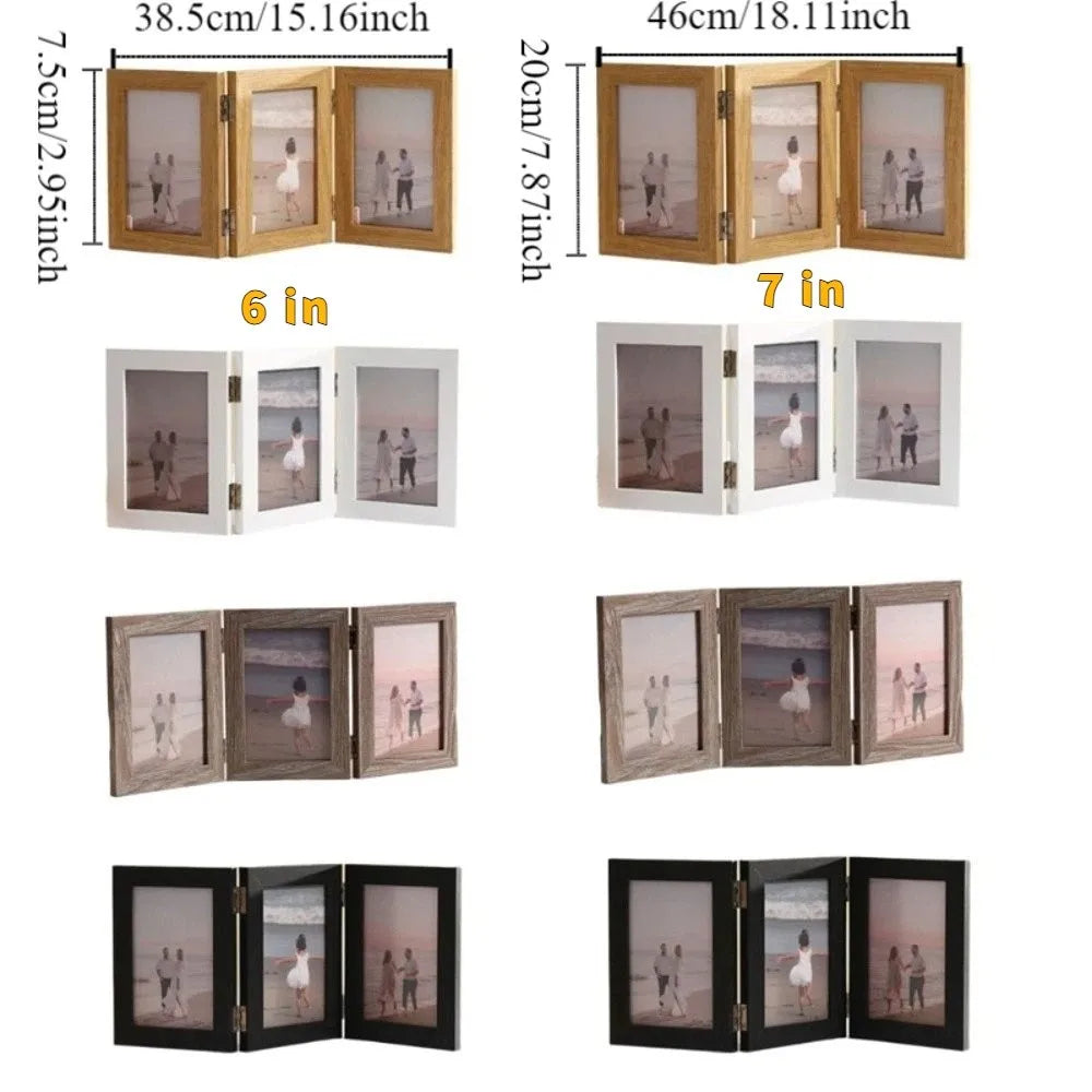 Triple Folding Photo Frame - Modern Wooden Picture Frame