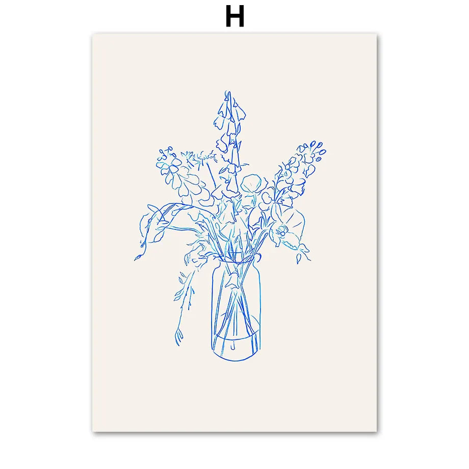 Modern abstract gallery wall art prints in mixed line and figure styles