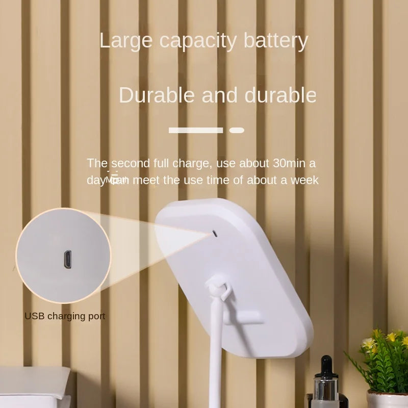 White stand with USB charging port on a beige background