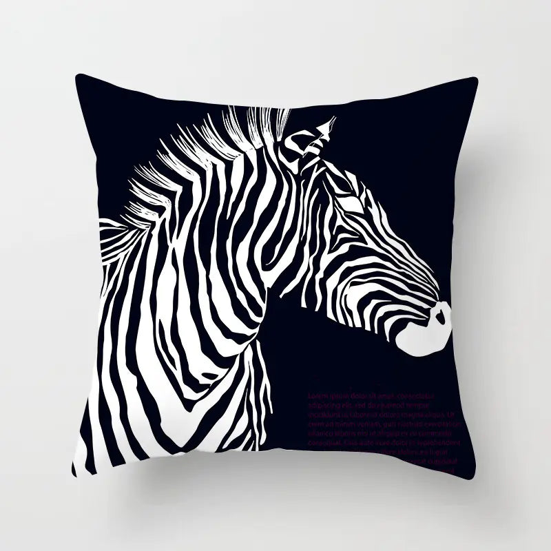 Pillow with zebra design on a white background