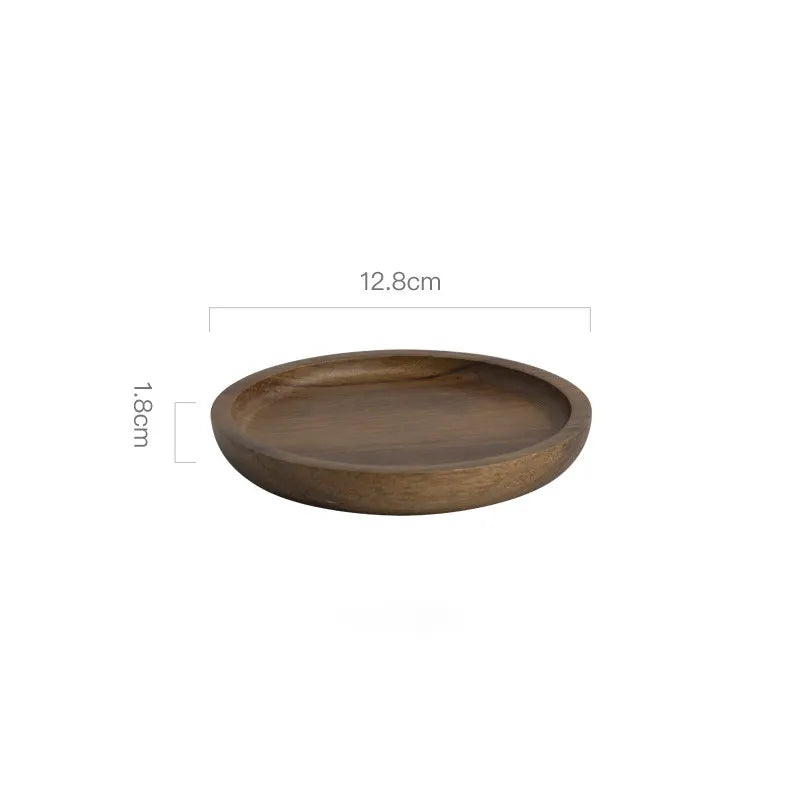 Wooden plate with dimensions on a white background