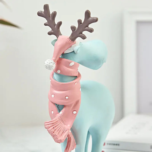 Nordic Elk Decorative Resin Figurine – Pastel Home Ornament (3 Colours)