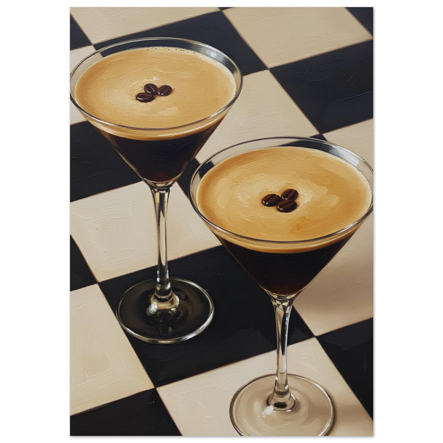 Checkerboard espresso martini print