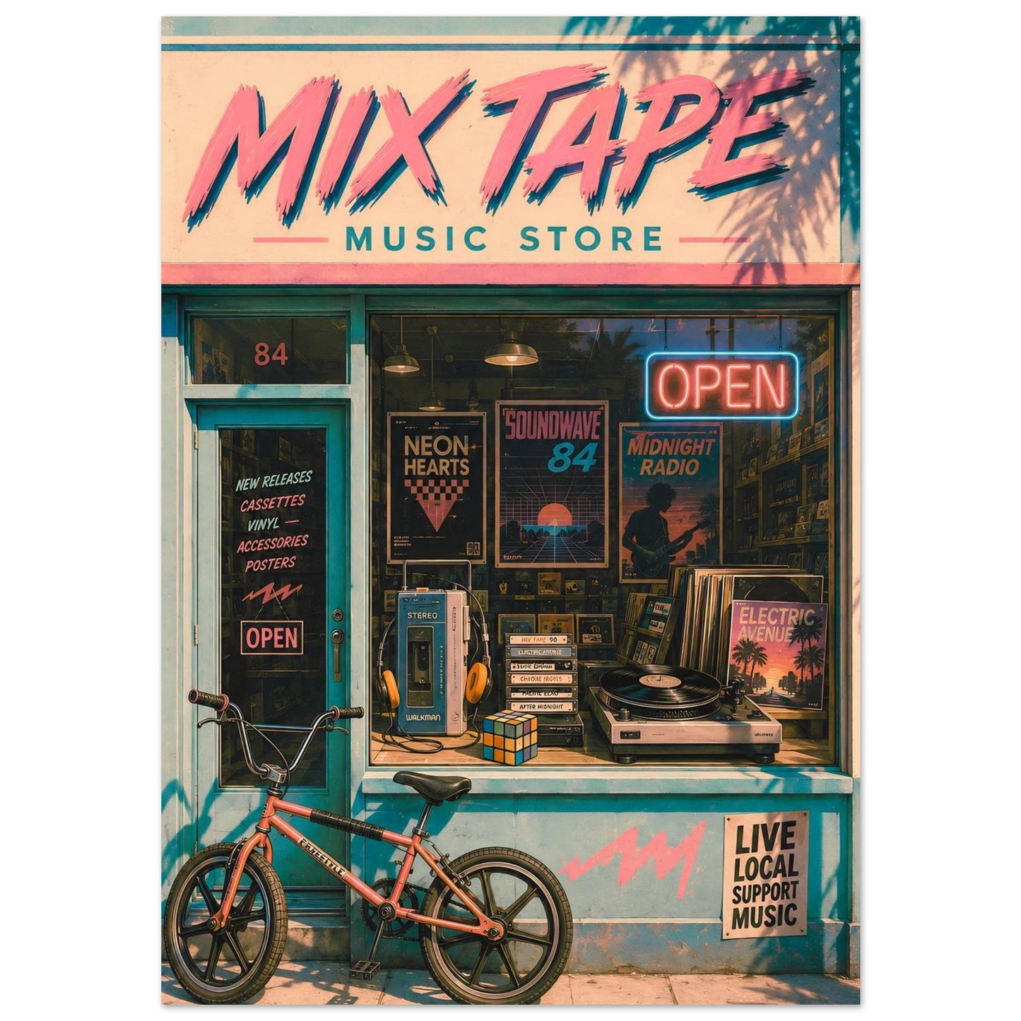 Mix Tape retro music store poster