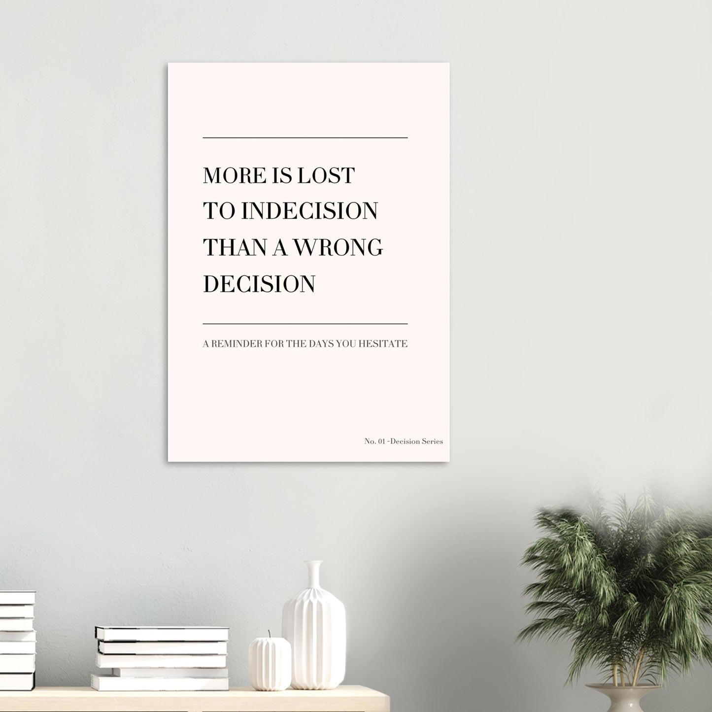Clean minimalist quote poster with editorial typography layout on neutral background