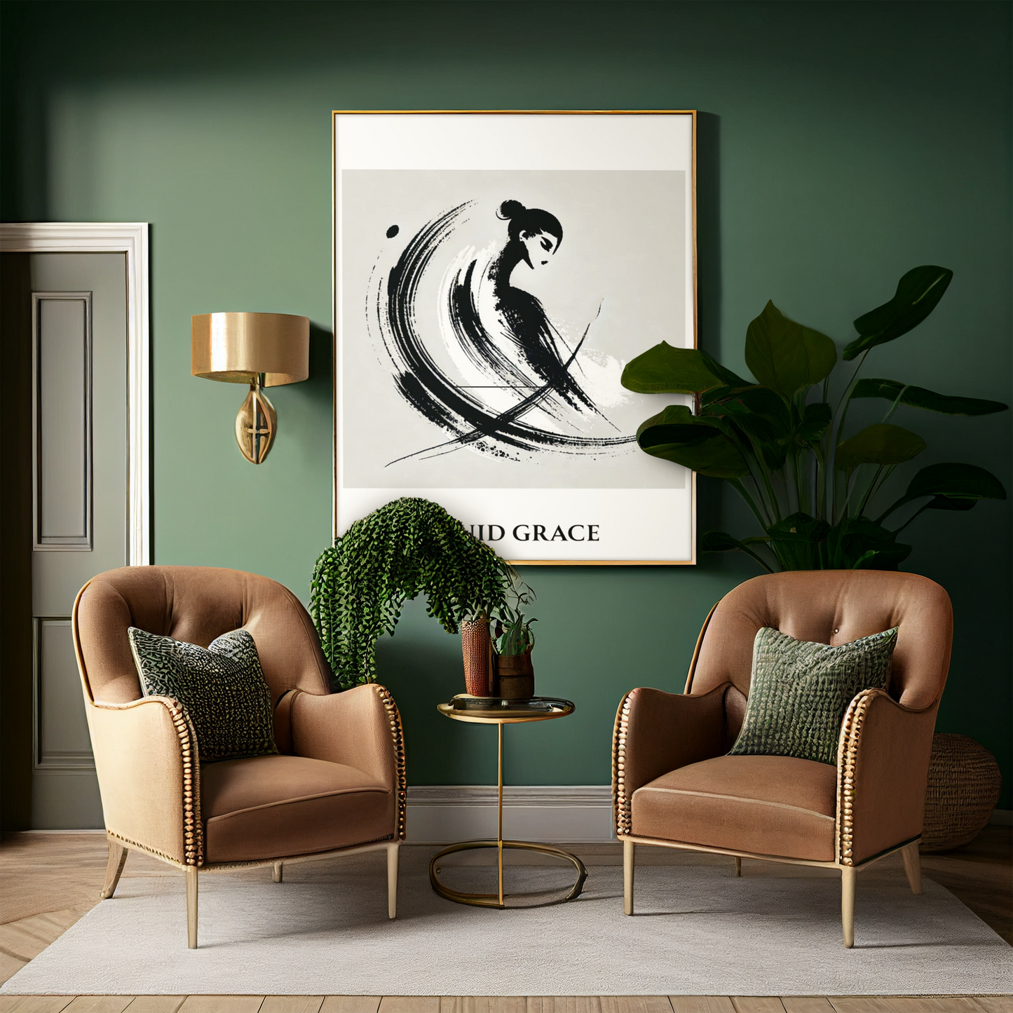 Fluid Grace – Minimalist Ink Brush Stroke Poster | Modern Abstract Wall Art
