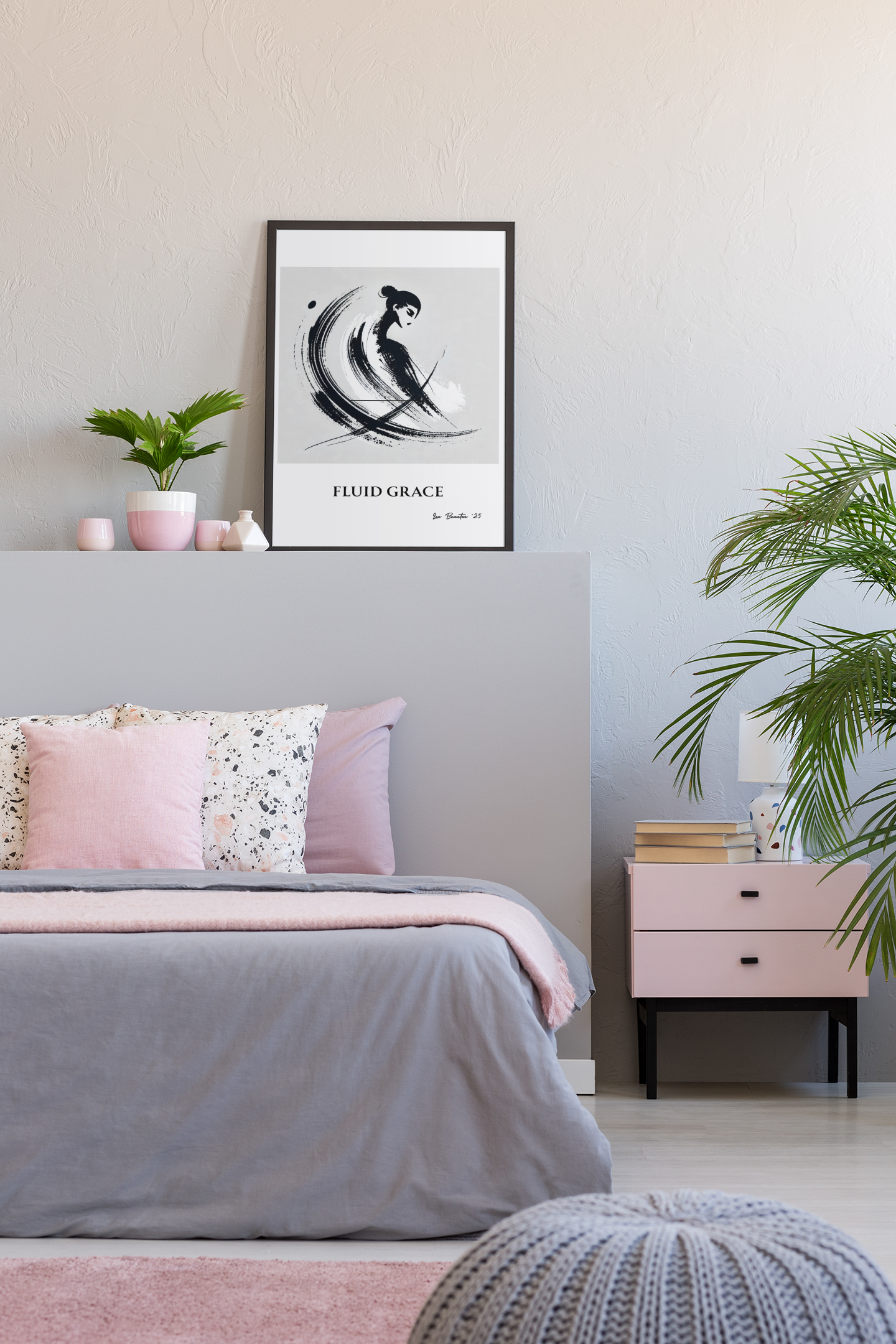Fluid Grace – Minimalist Ink Brush Stroke Poster | Modern Abstract Wall Art