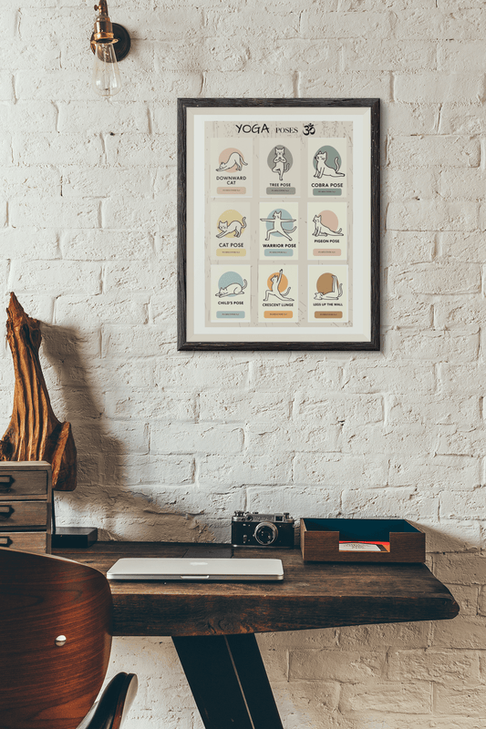 Minimalist Cat Yoga Wall Art - Purrfect Poses Poster Print - Unique Home Decor