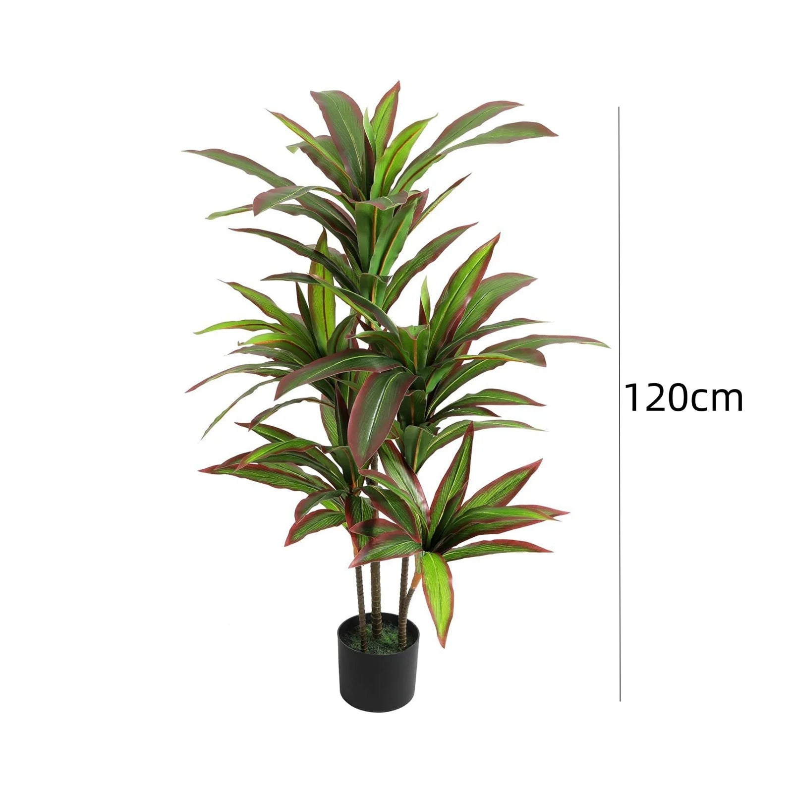 Potted artificial plant with a measurement label indicating height on a white background