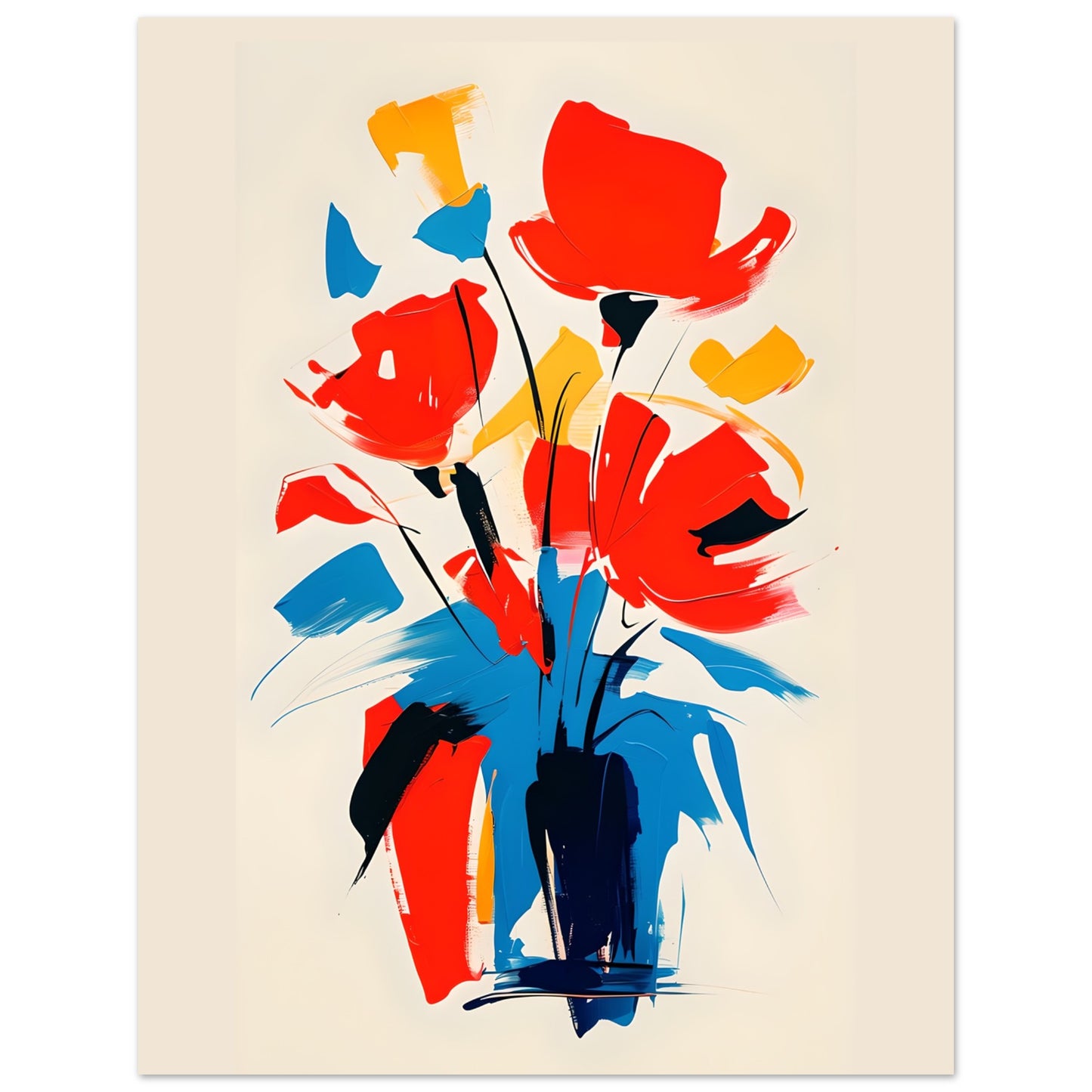 Vibrant Abstract Floral Poster - Colorful Flower Wall Art Print for Home Décor