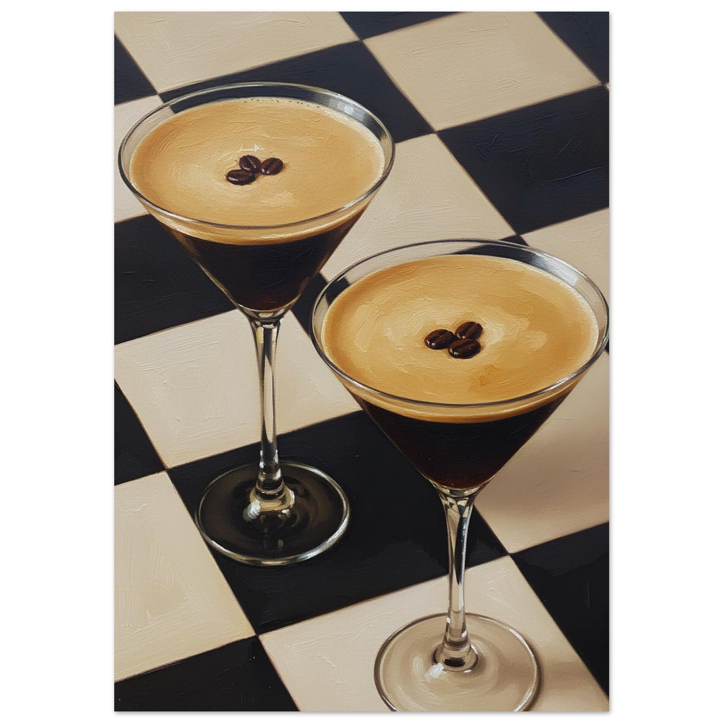Checkerboard espresso martini print