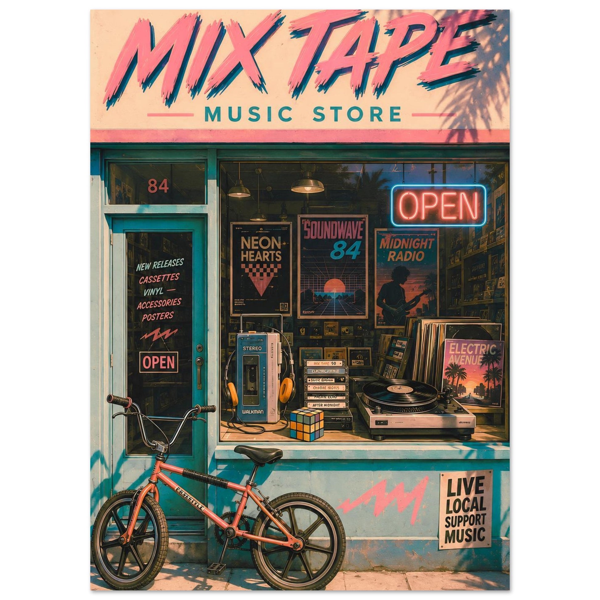 Mix Tape retro music store poster