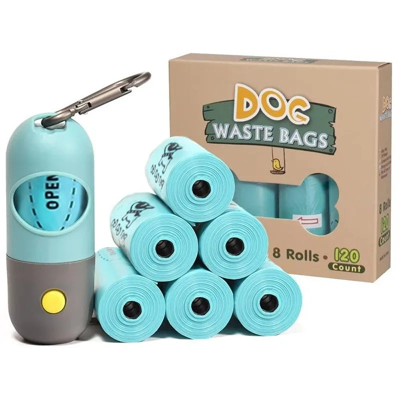 iodegradable dog poop bags with LED light dispenser and clip hook