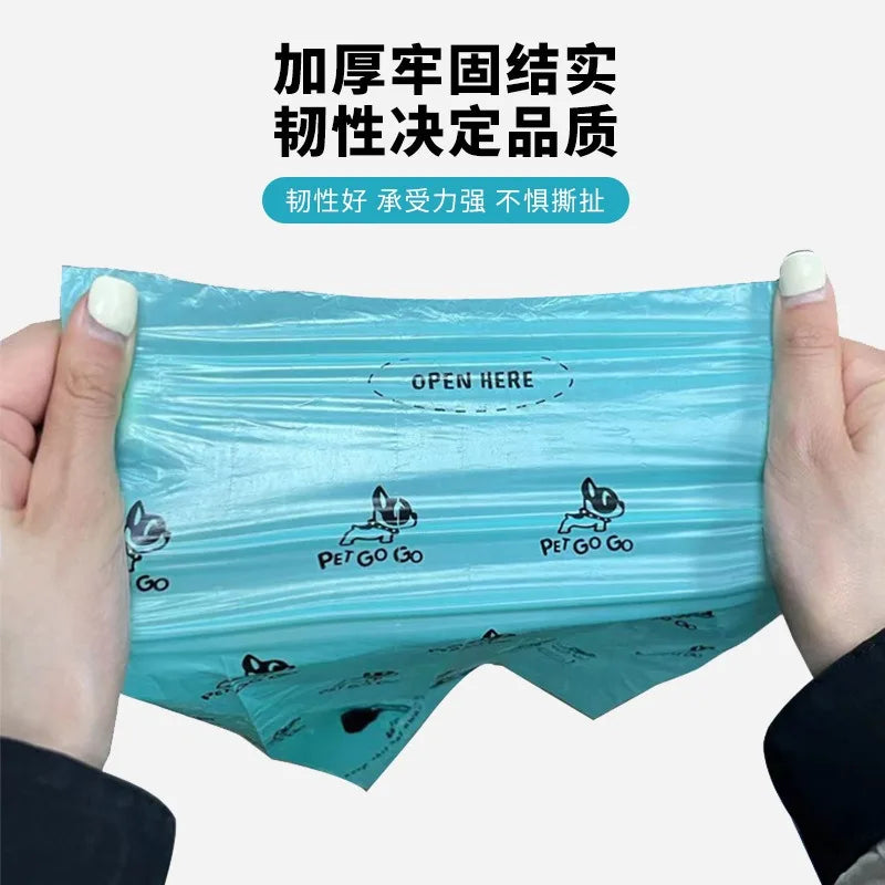 Blue package with 'PET GO' branding held by hands against a white background