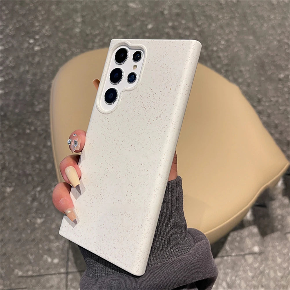 Degradable Eco-Friendly Wheat Straw Phone Case – Soft Silicone Cover for Samsung Models