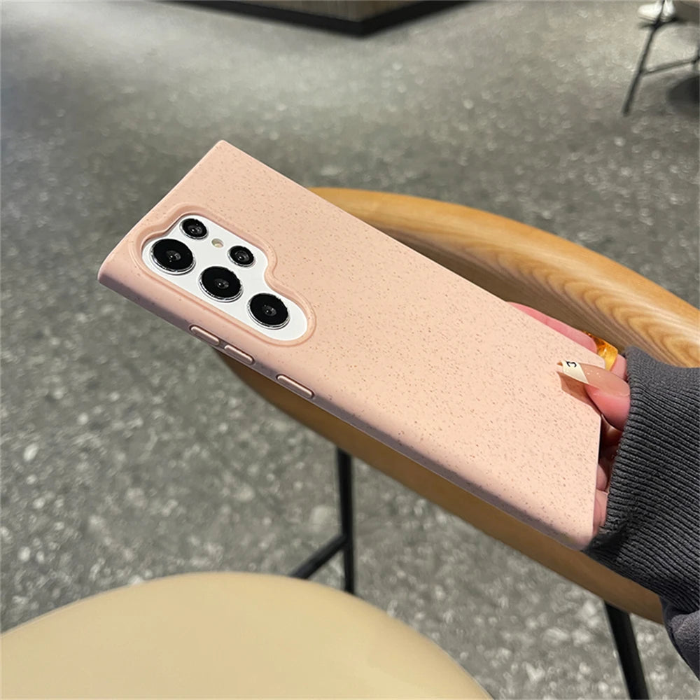 Degradable Eco-Friendly Wheat Straw Phone Case – Soft Silicone Cover for Samsung Models