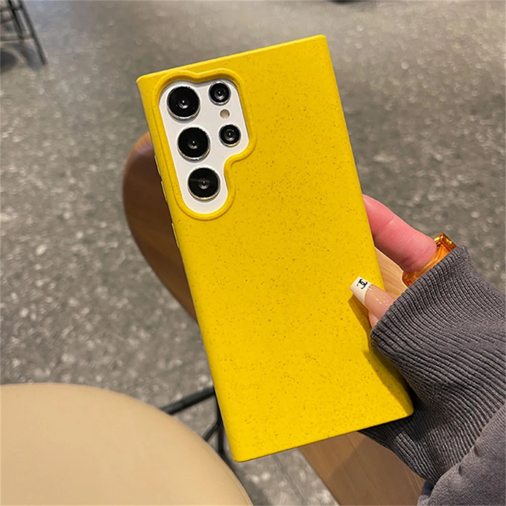 Degradable Eco-Friendly Wheat Straw Phone Case – Soft Silicone Cover for Samsung Models