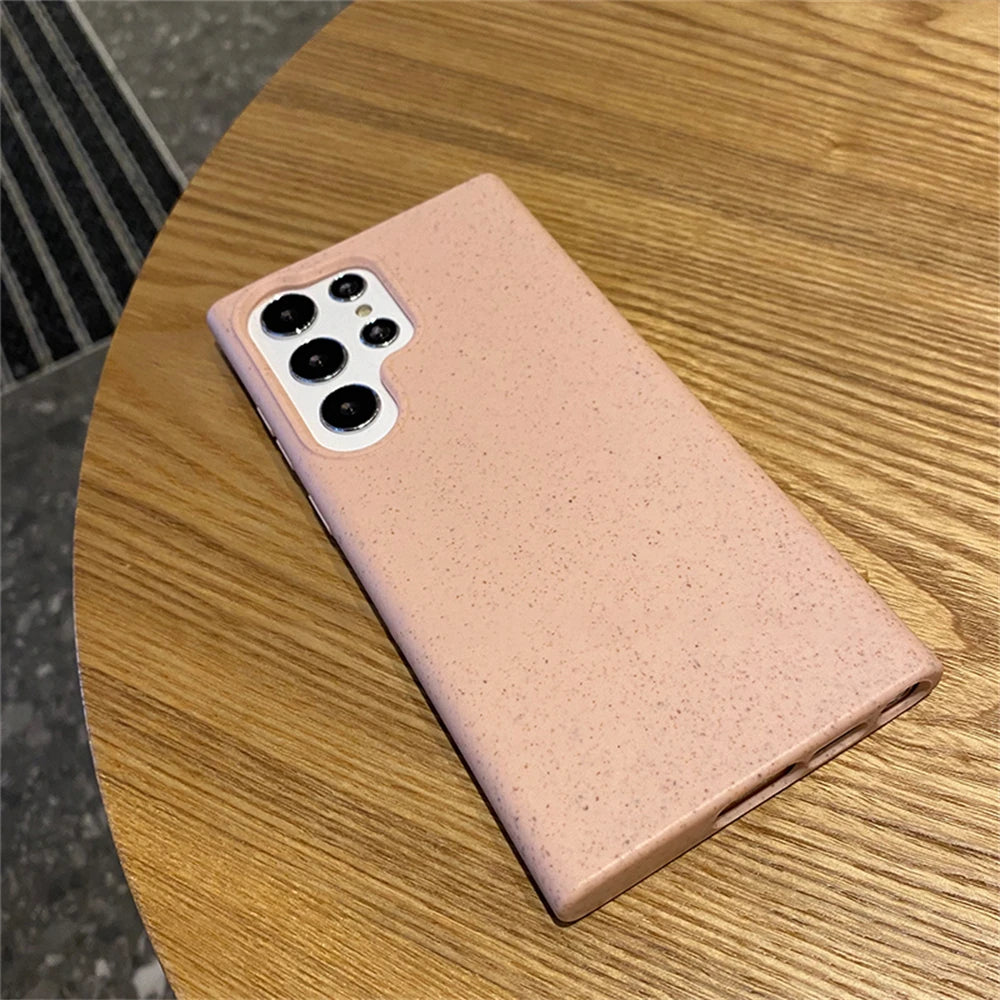 Degradable Eco-Friendly Wheat Straw Phone Case – Soft Silicone Cover for Samsung Models