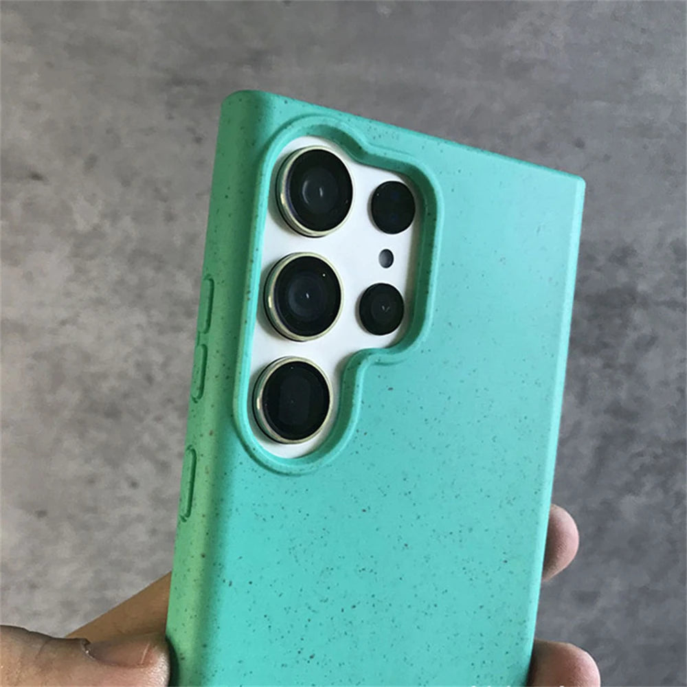 Degradable Eco-Friendly Wheat Straw Phone Case – Soft Silicone Cover for Samsung Models
