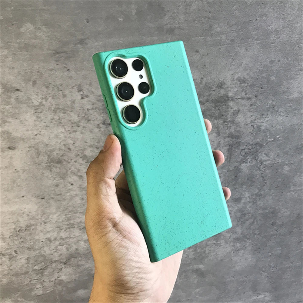 Degradable Eco-Friendly Wheat Straw Phone Case – Soft Silicone Cover for Samsung Models