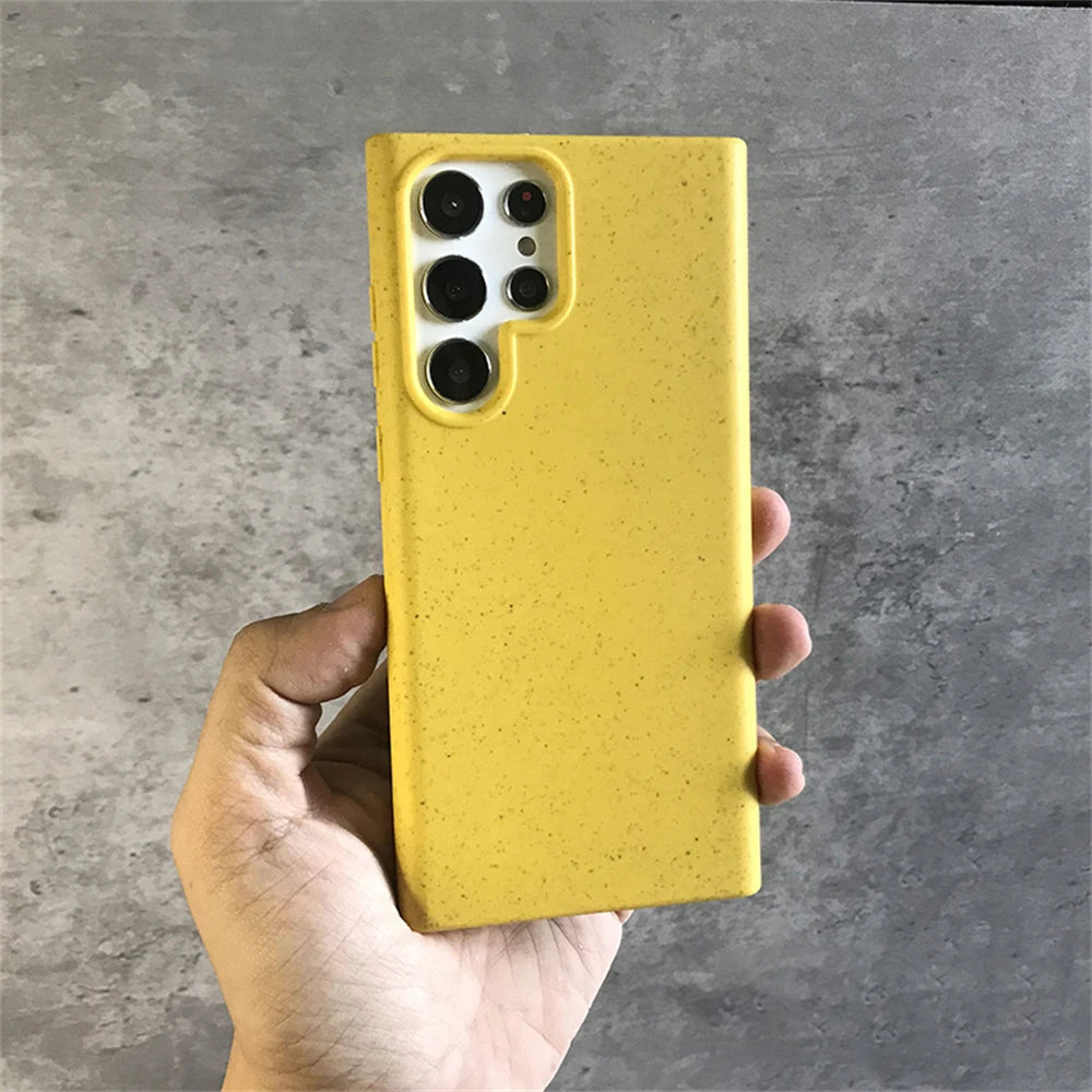 Degradable Eco-Friendly Wheat Straw Phone Case – Soft Silicone Cover for Samsung Models