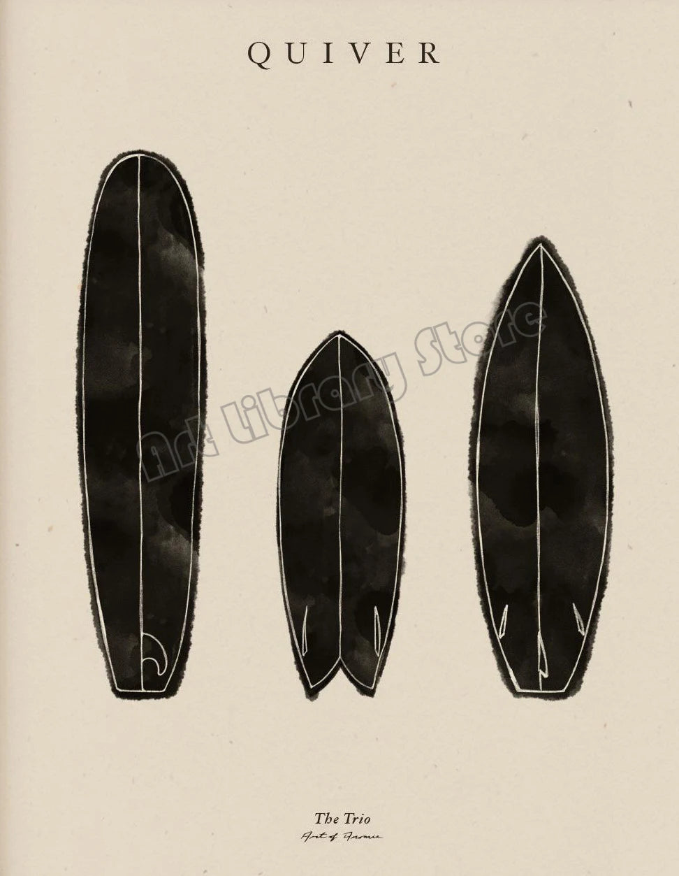 Three black quivers on a beige background with 'Quiver' text at the top.
