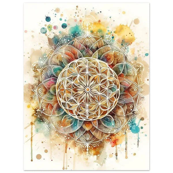 Colorful mandala design on a white background