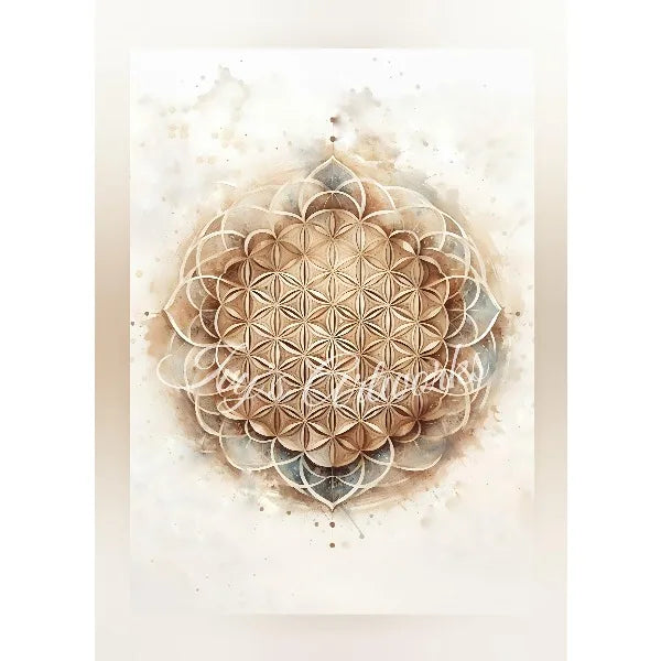 Geometric flower of life design on a light background