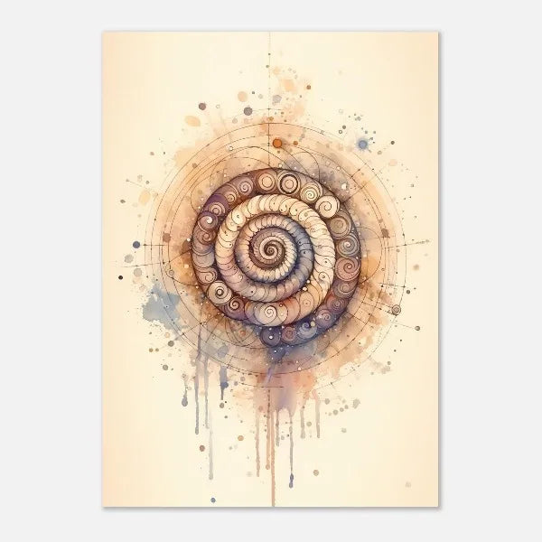 Colorful spiral design on a beige background