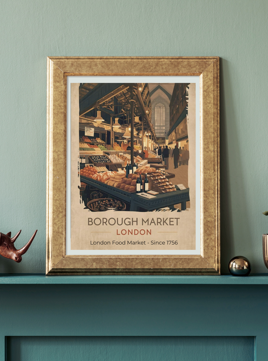 Borough Market London Poster - Vintage Food Market Print