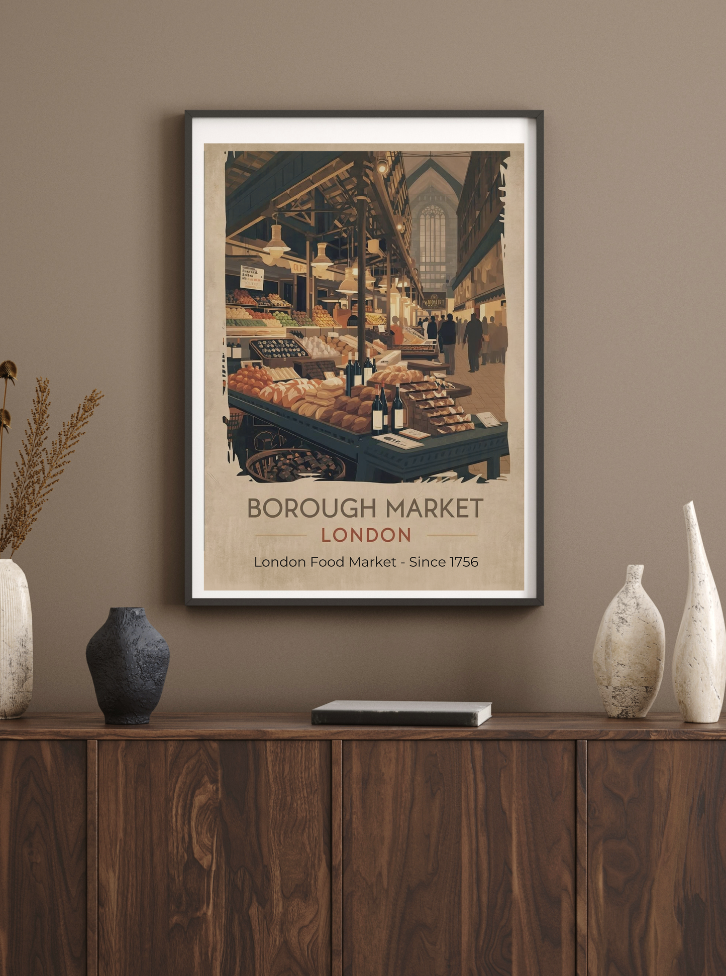 Borough Market London Poster - Vintage Food Market Print