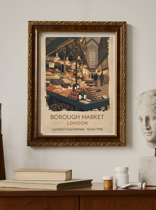 Borough Market London Poster - Vintage Food Market Print