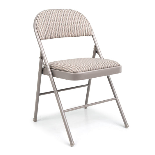 Metal Folding Chair Fabric Foldable Padded Seat Meeting Room Home Office Chairs