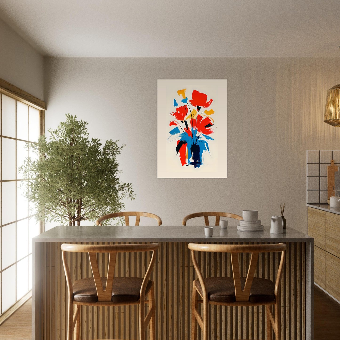 Vibrant Abstract Floral Poster - Colorful Flower Wall Art Print for Home Décor