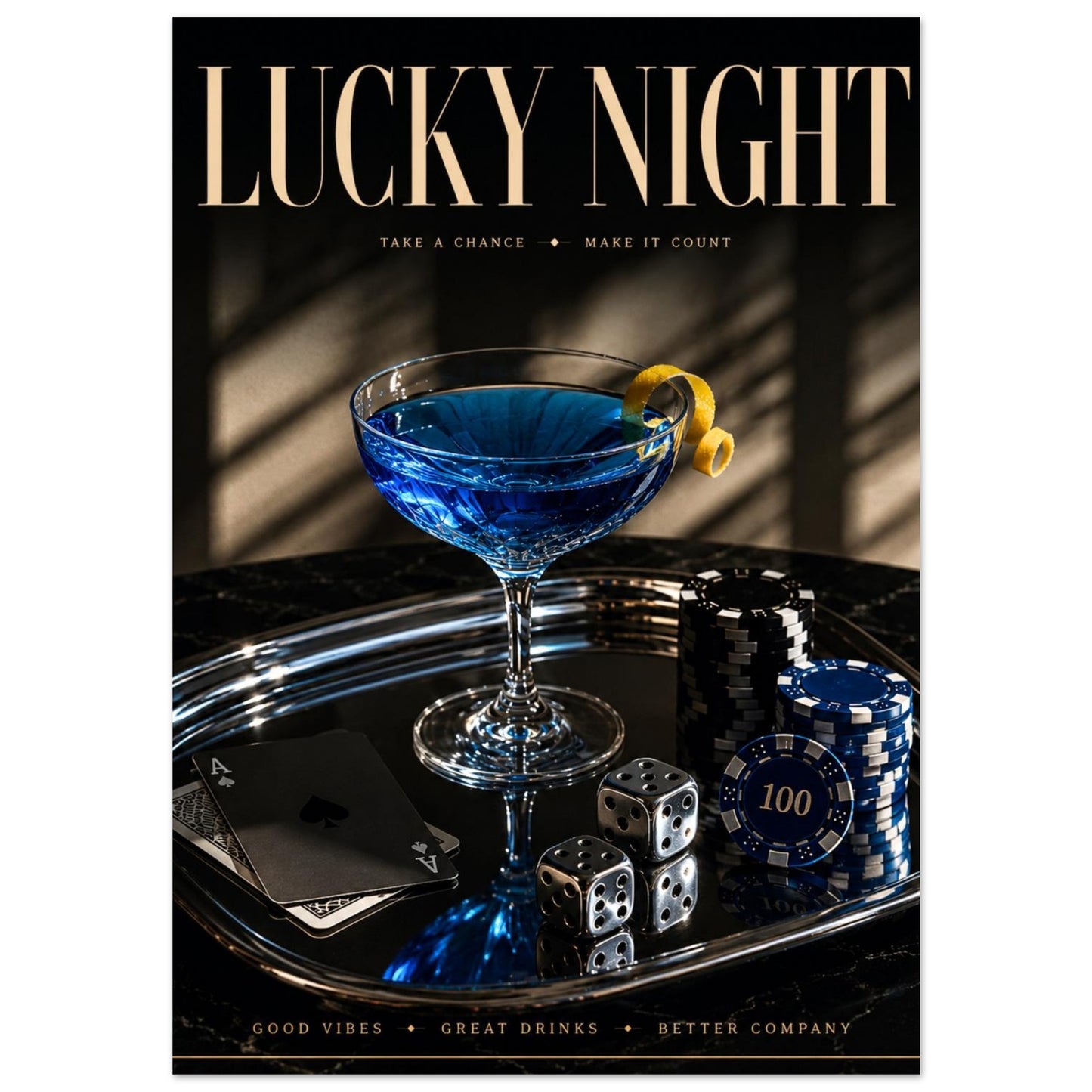 LUCKY NIGHT luxury casino poster 