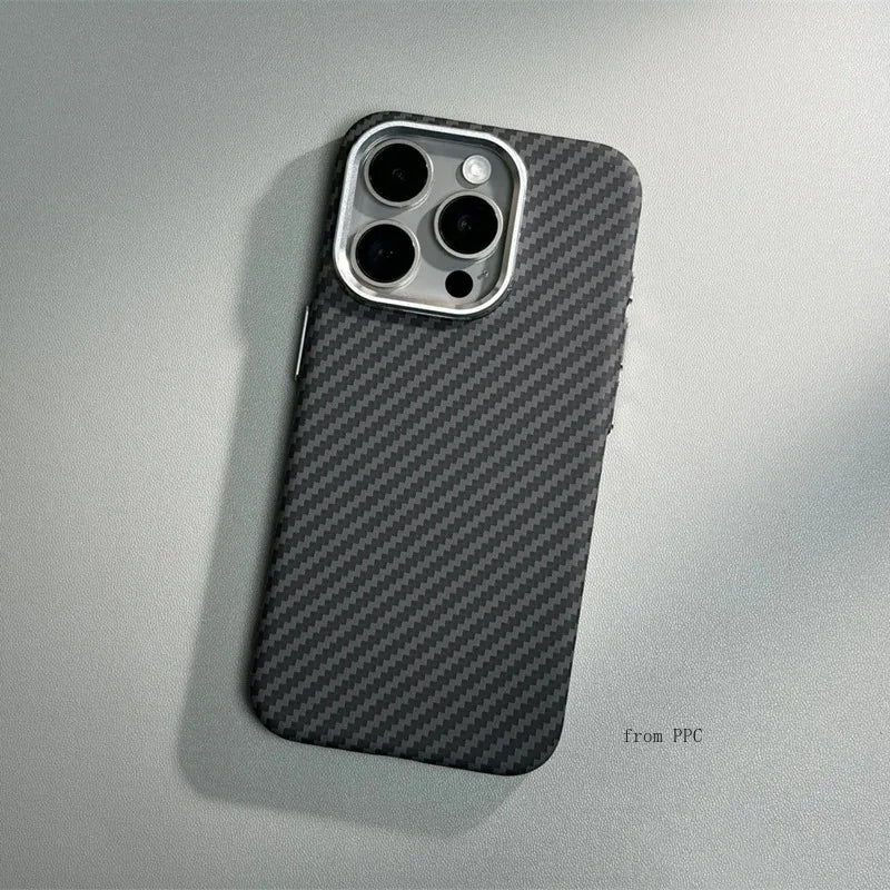 carbon fibre magsafe iphone case with alloy camera ring