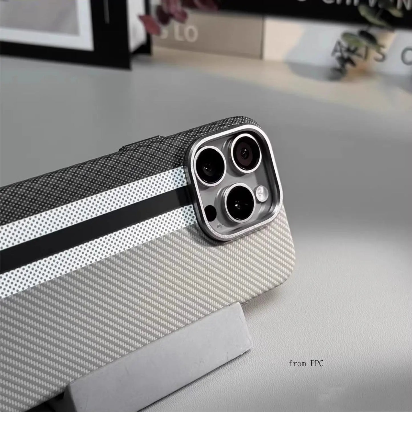 carbon fibre magsafe iphone case with alloy camera ring