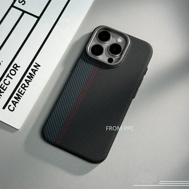 carbon fibre magsafe iphone case with alloy camera ring