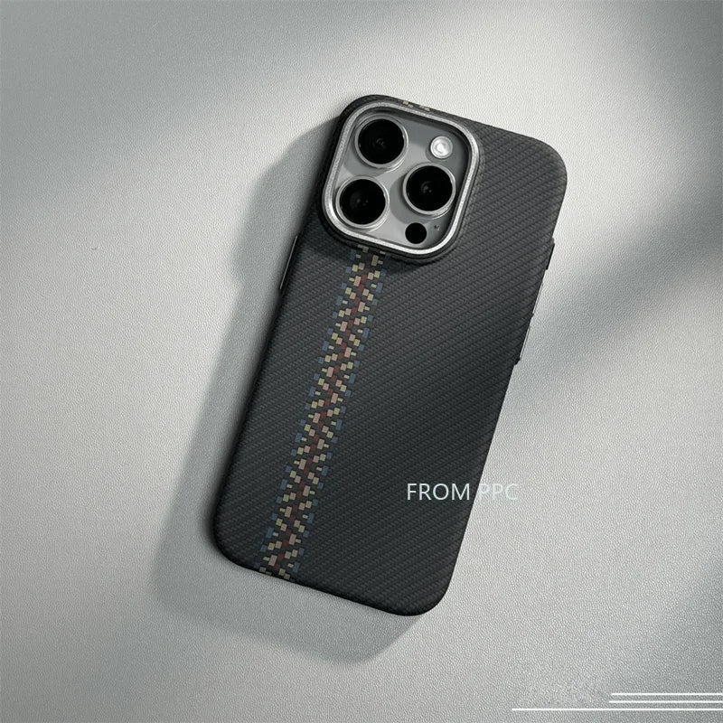 carbon fibre magsafe iphone case with alloy camera ring