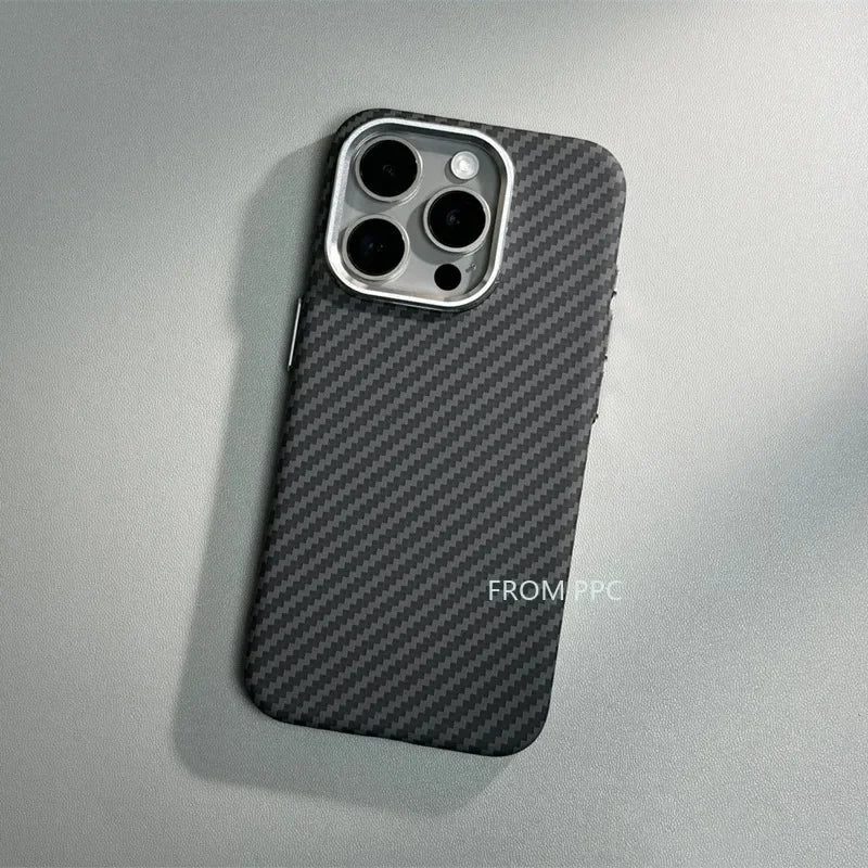 carbon fibre magsafe iphone case with alloy camera ring