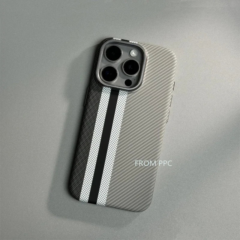 carbon fibre magsafe iphone case with alloy camera ring