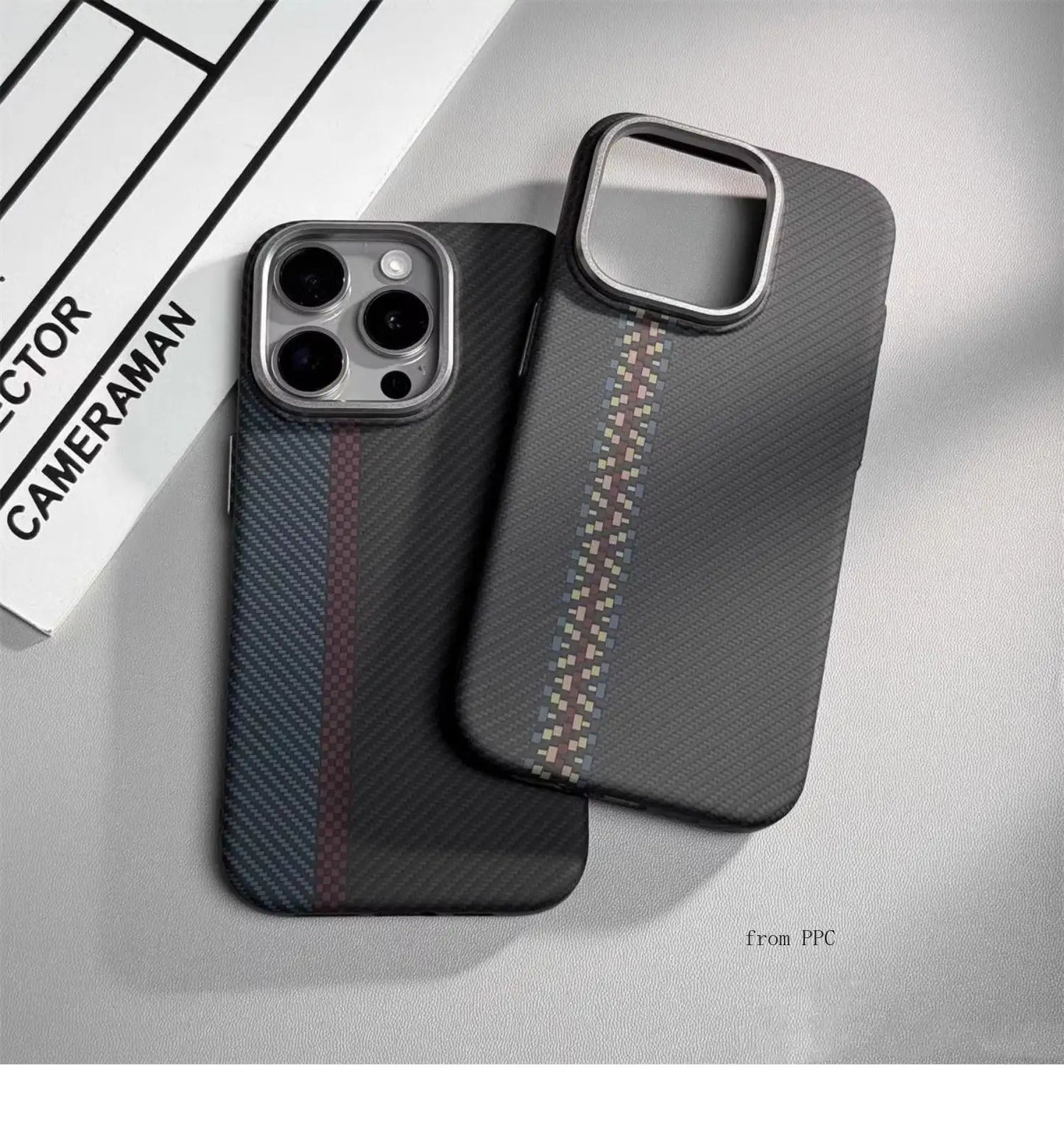 carbon fibre magsafe iphone case with alloy camera ring