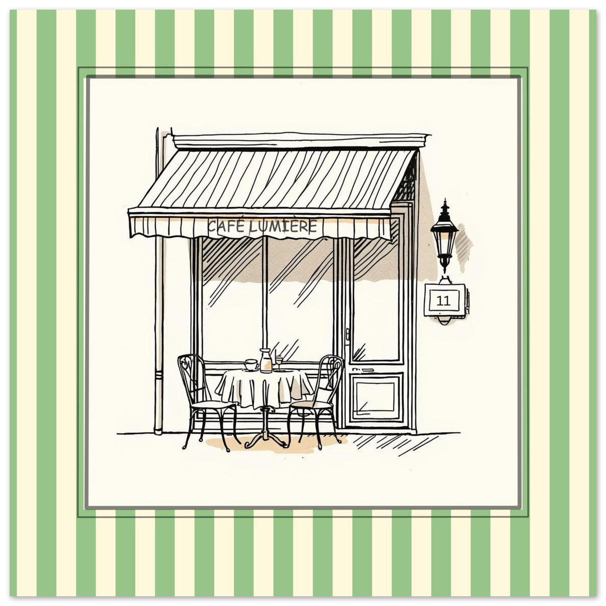 Lifestyle mockup of Café Lumière Paris art print displayed in modern neutral interior