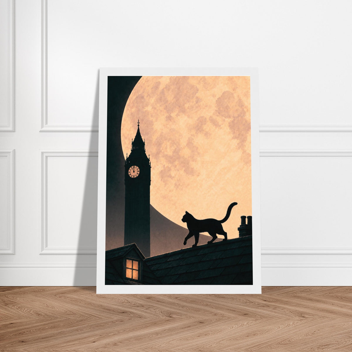 Moonlit cat and Big Ben print